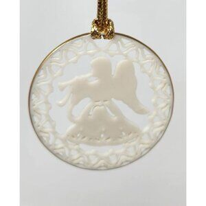 Lenox China Yuletide Ornament Collection Gold Trim Angel w/Horn